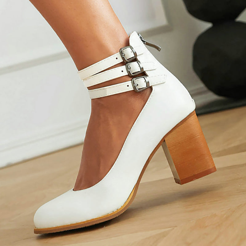 Caa™ | Sandales élégantes lisses avec bride de cheville et talon épais pour un look sophistiqué