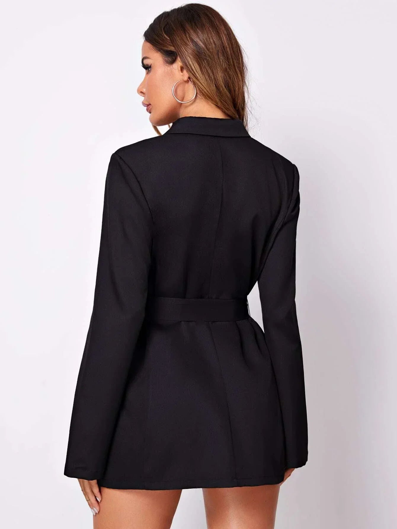 Noiret Paris™ | Robe Blazer Élegante Noire à Ceinture
