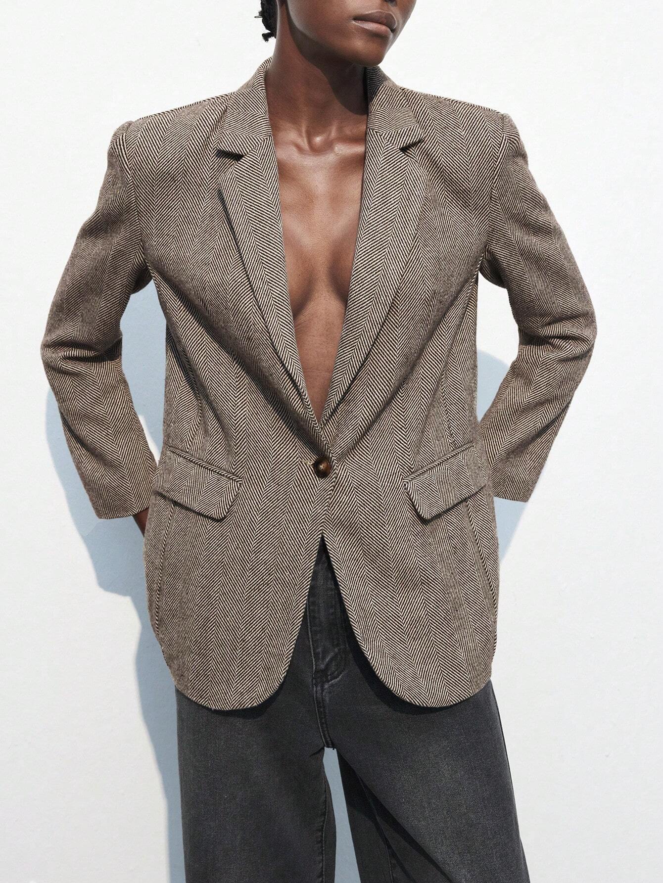 Noiret Paris™ | Blazer Café Brun à Bouton Unique