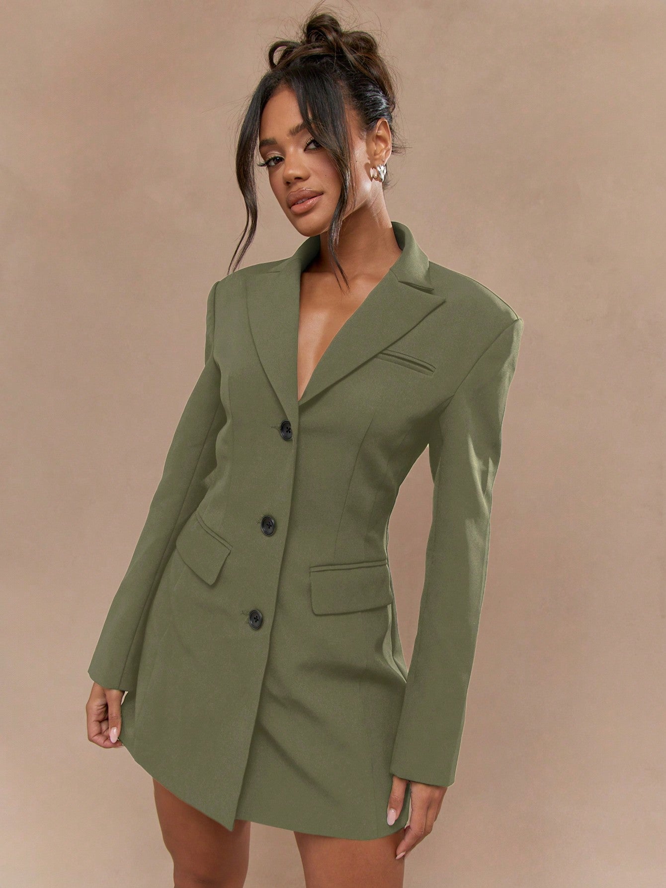 Noiret Paris™ | Robe Blazer Noire à Boutonnage Unique