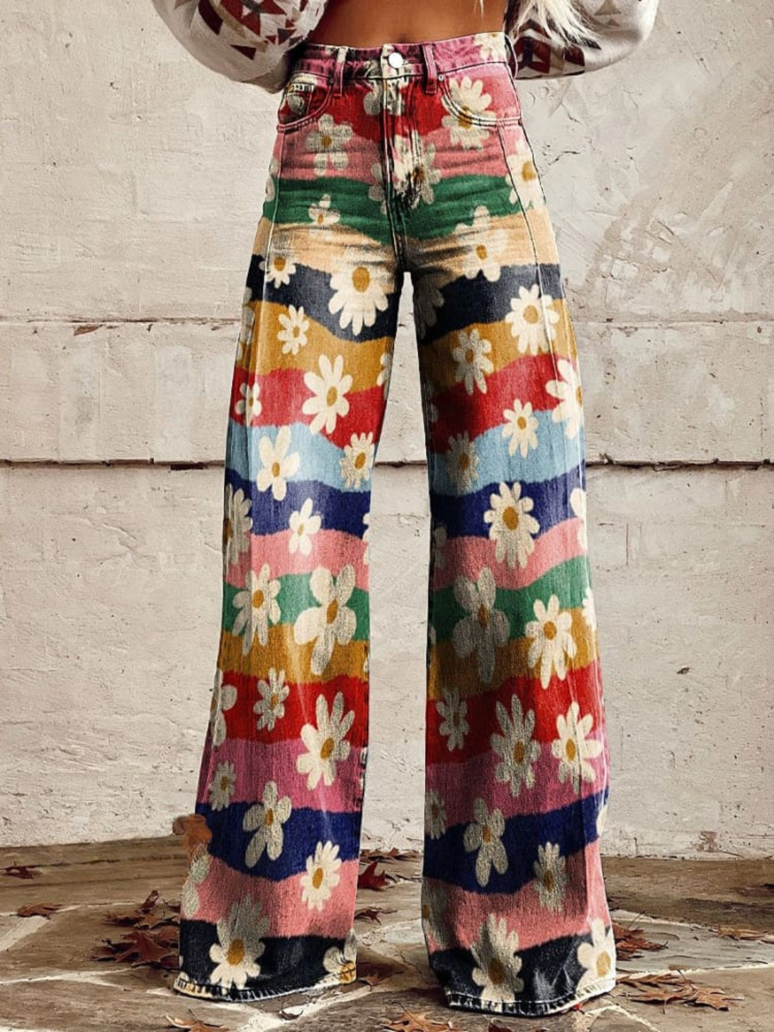 Léon - Pantalons Retro à Fleurs