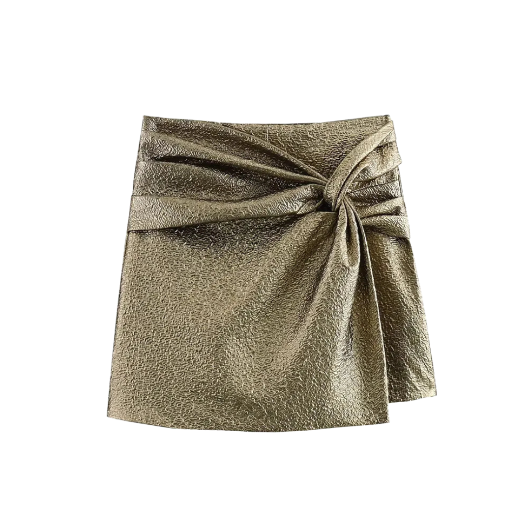 Jupe Enveloppante Femme Tralala La - Bleu Coton Fait Main - Mini Taille