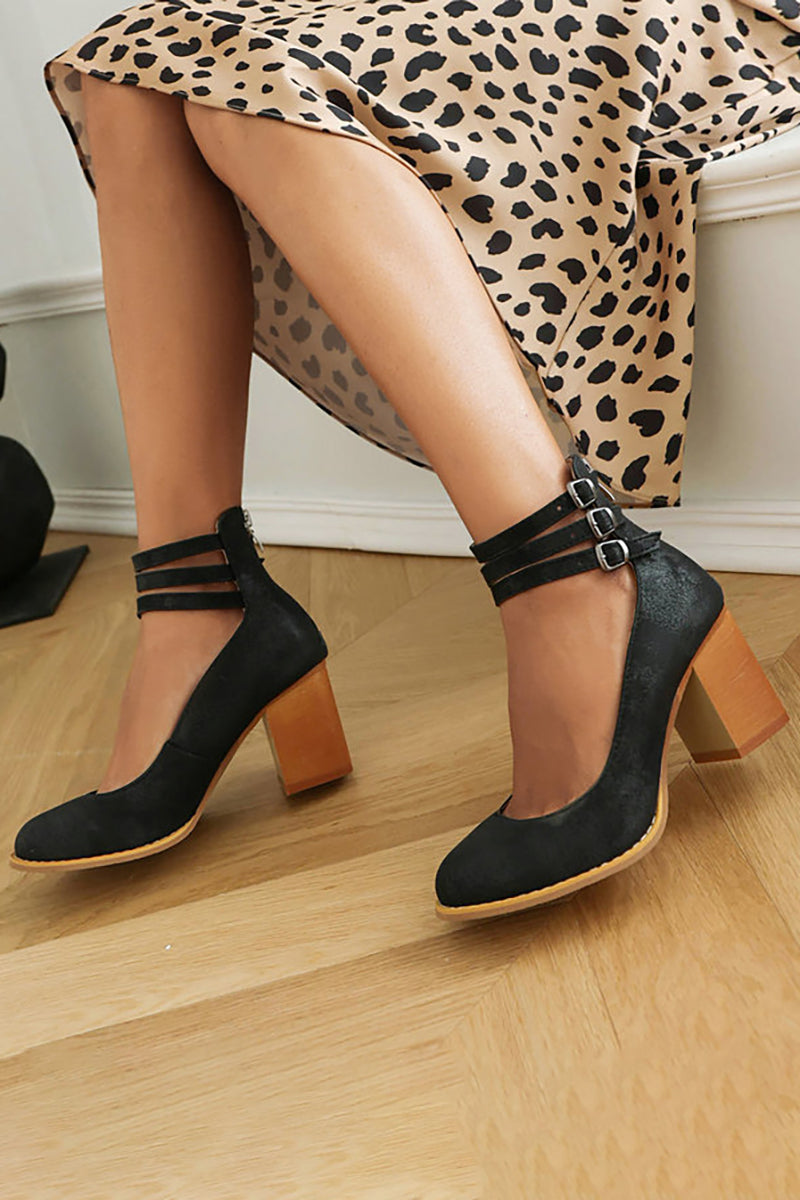 Caa™ | Sandales élégantes lisses avec bride de cheville et talon épais pour un look sophistiqué