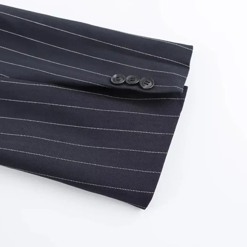 Noiret Paris™ | Blazer Croisé à Rayures Classiques
