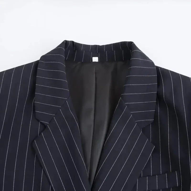 Noiret Paris™ | Blazer Croisé à Rayures Classiques