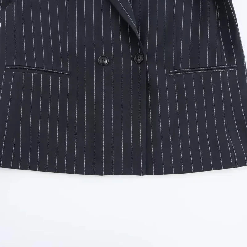 Noiret Paris™ | Blazer Croisé à Rayures Classiques