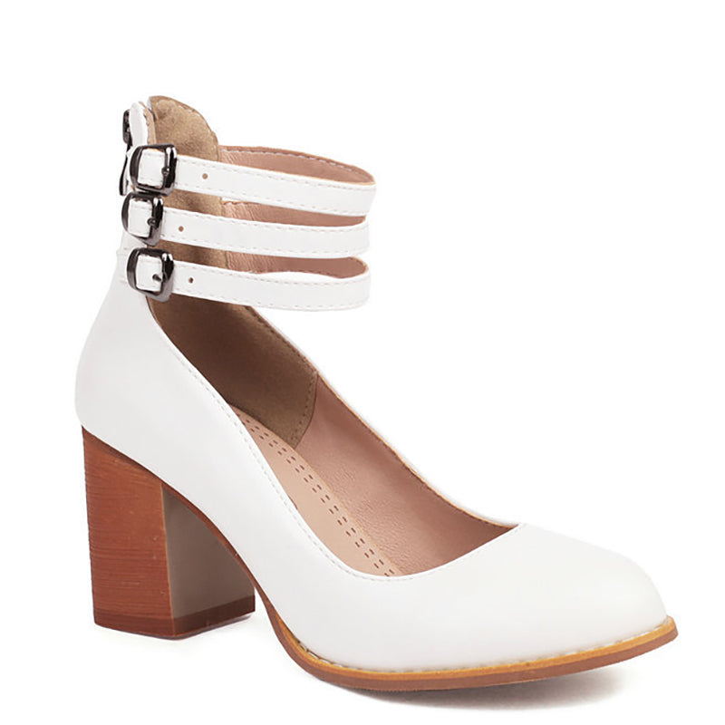 Caa™ | Sandales élégantes lisses avec bride de cheville et talon épais pour un look sophistiqué