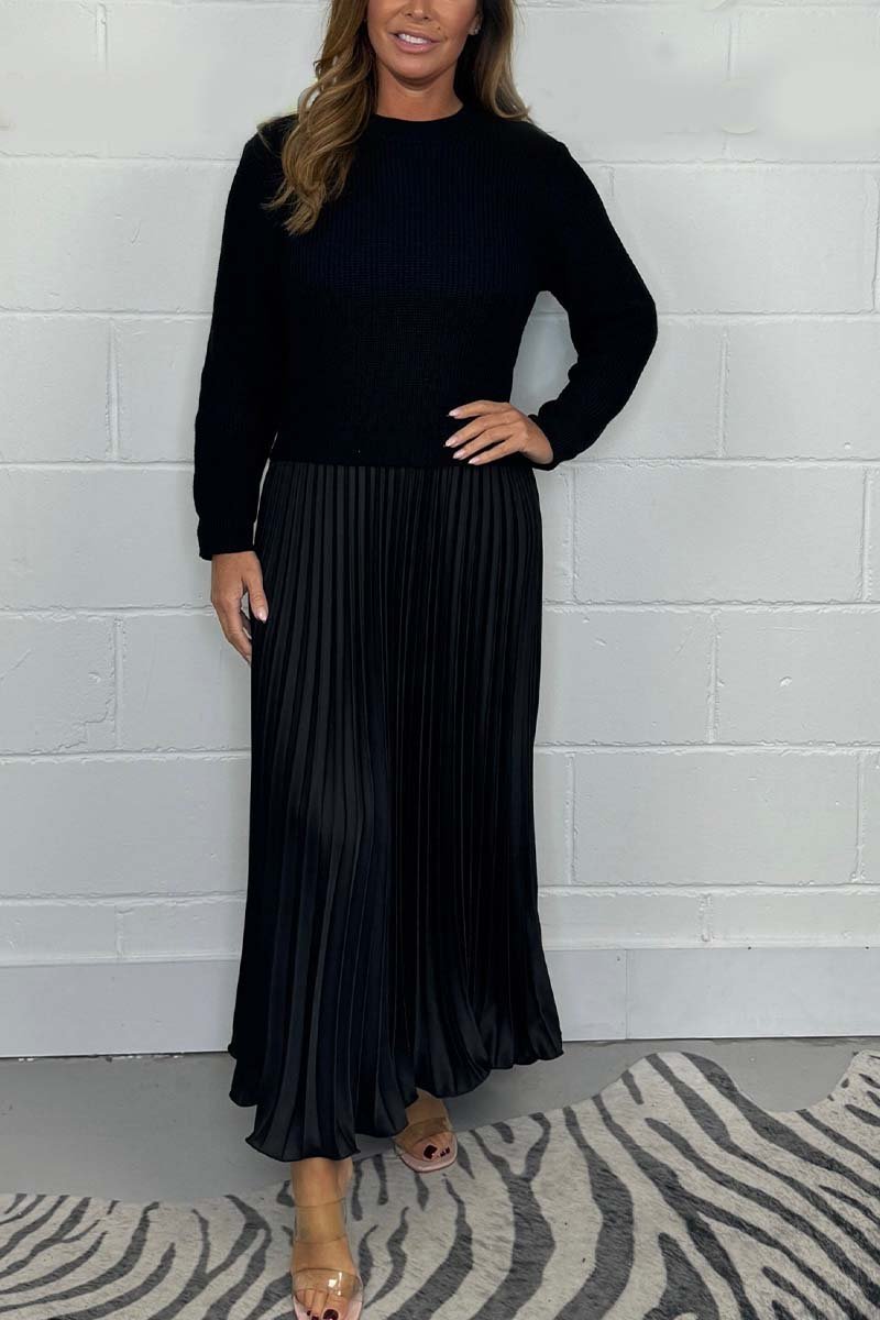 Noiret Paris™ | Pull Long Avec Jupe Plissée