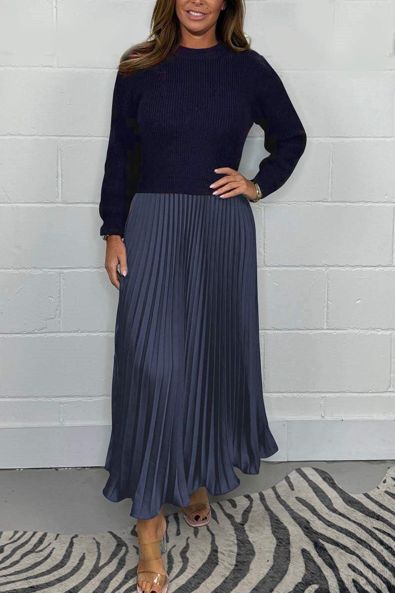 Noiret Paris™ | Pull Long Avec Jupe Plissée