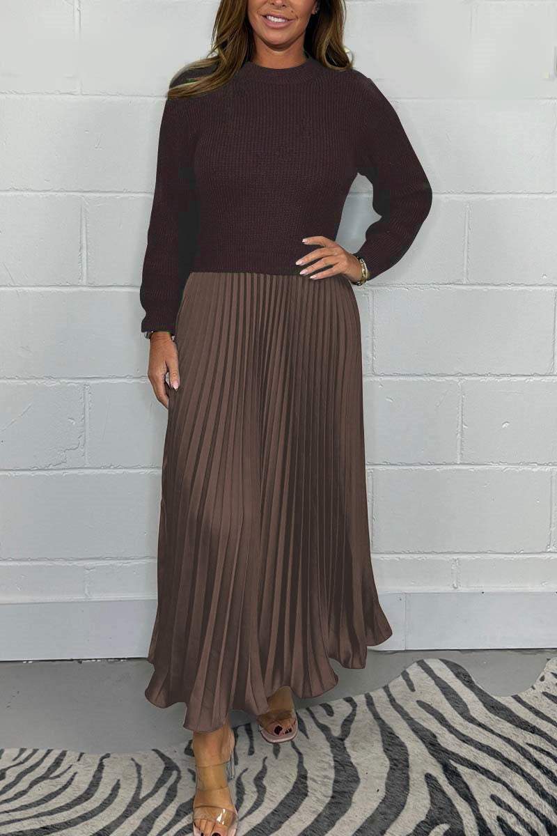 Noiret Paris™ | Pull Long Avec Jupe Plissée