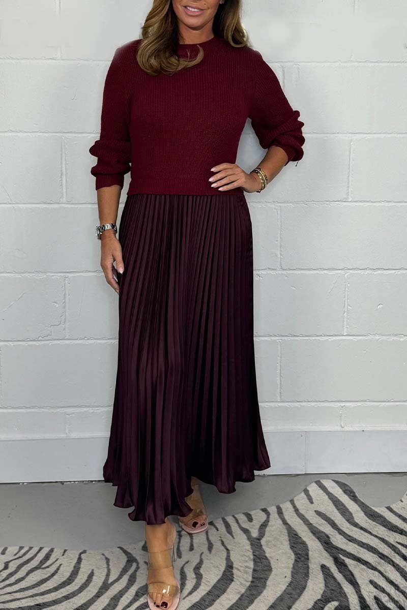 Noiret Paris™ | Pull Long Avec Jupe Plissée