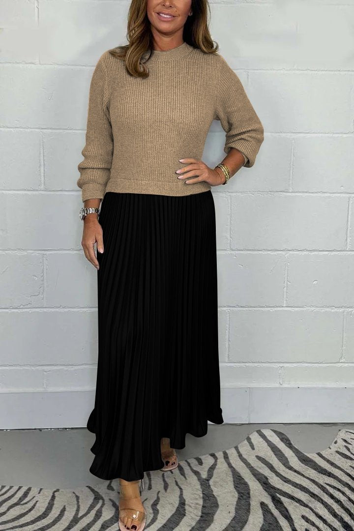 Noiret Paris™ | Pull Long Avec Jupe Plissée
