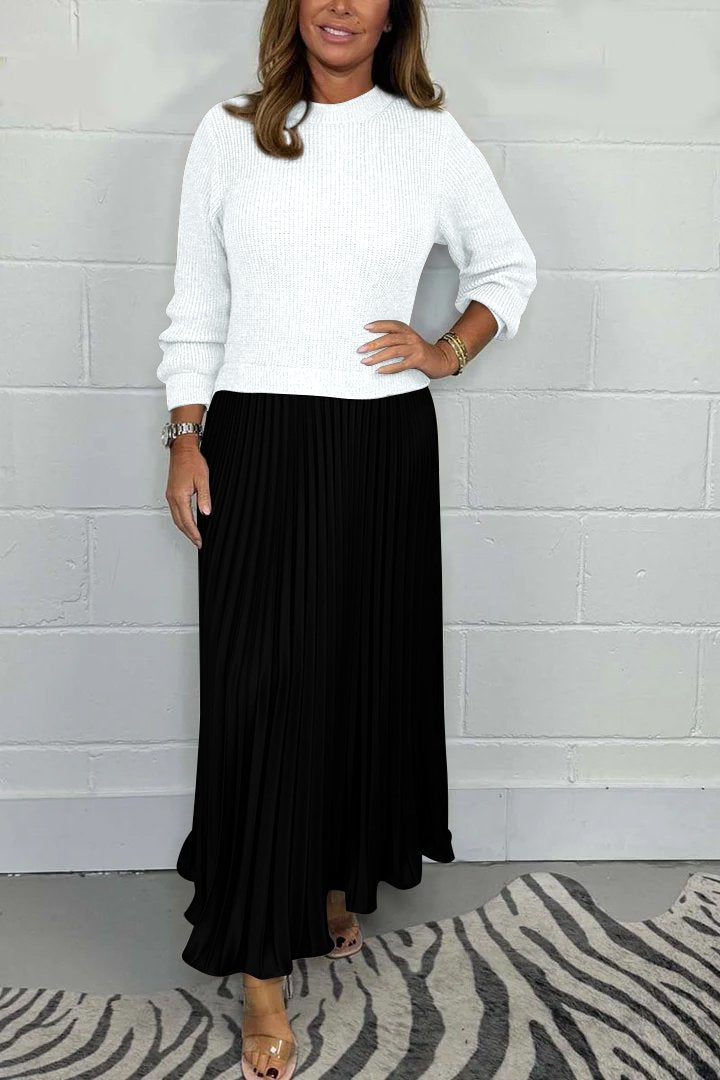 Noiret Paris™ | Pull Long Avec Jupe Plissée