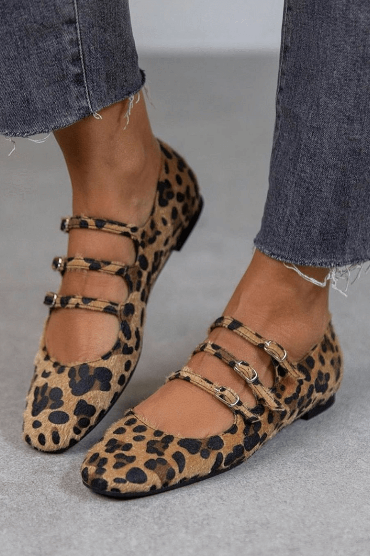 LEOPARDINA | Ballerines élégantes avec des brides à imprimé animalier pour un style irrésistible