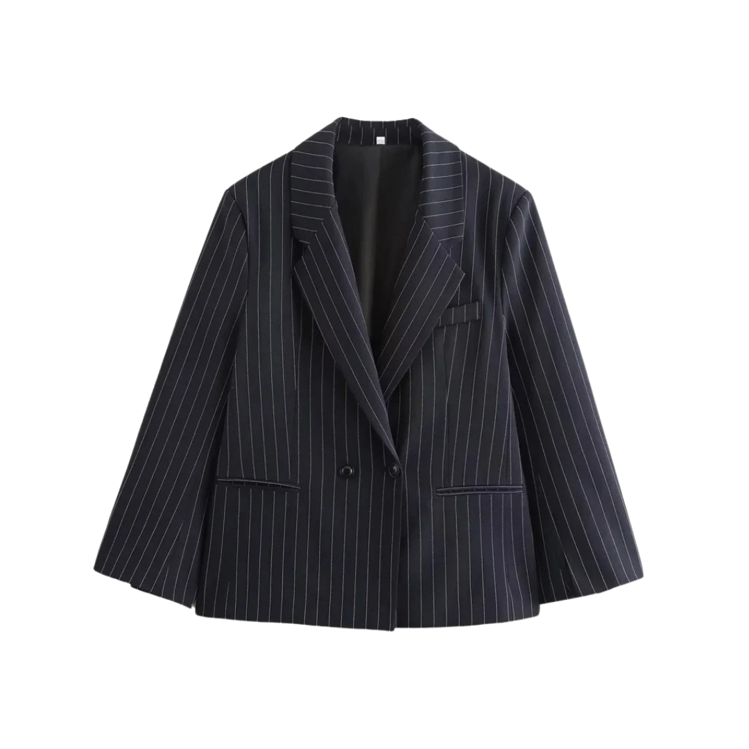 Noiret Paris™ | Blazer Croisé à Rayures Classiques