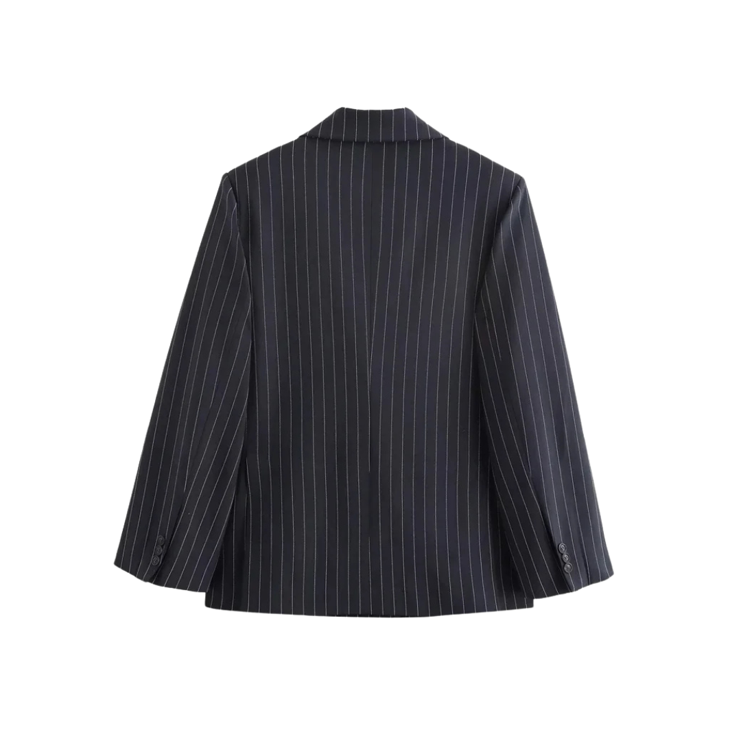Noiret Paris™ | Blazer Croisé à Rayures Classiques