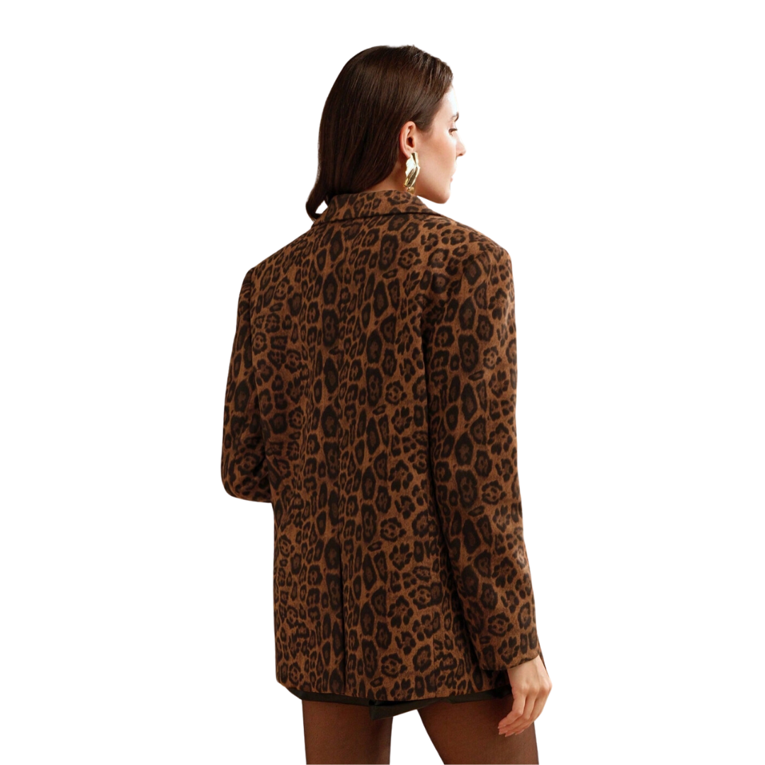 Noiret Paris™ | Blazer à Bouton Unique Imprimé Léopard