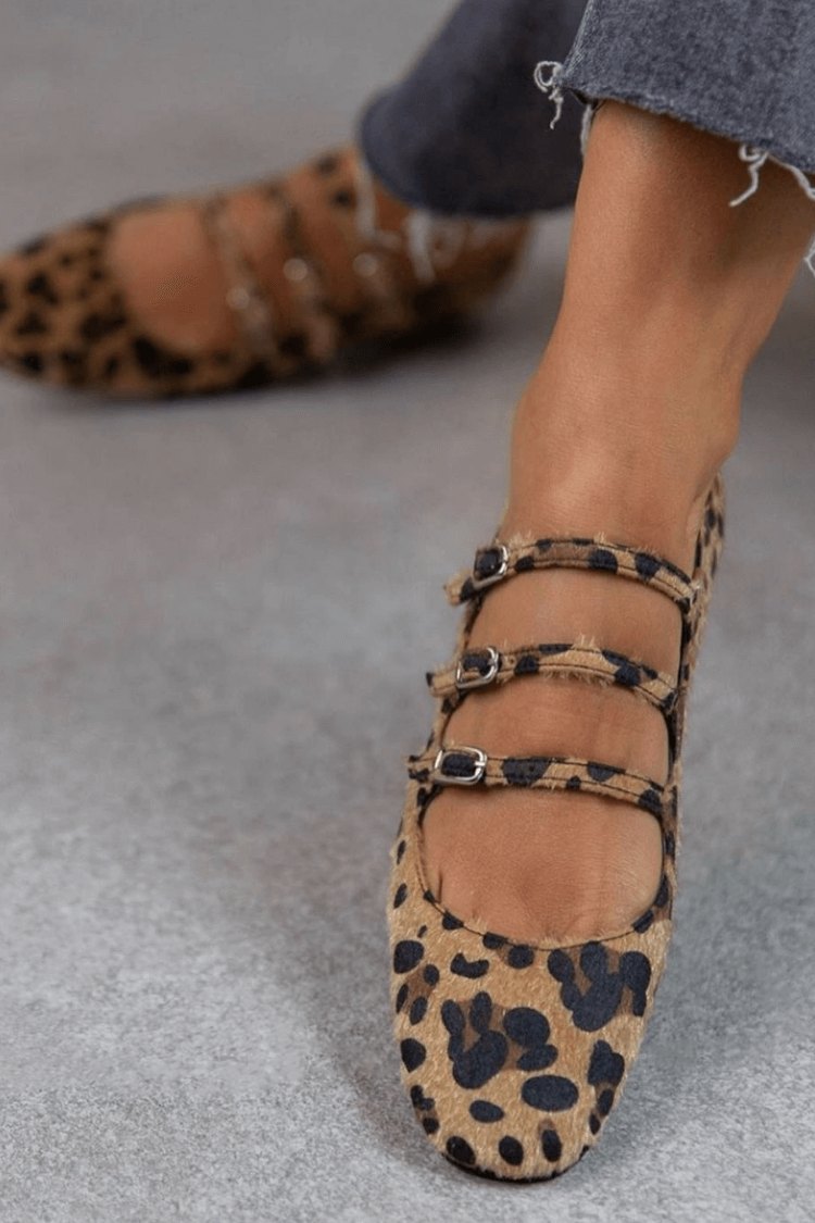 LEOPARDINA | Ballerines élégantes avec des brides à imprimé animalier pour un style irrésistible