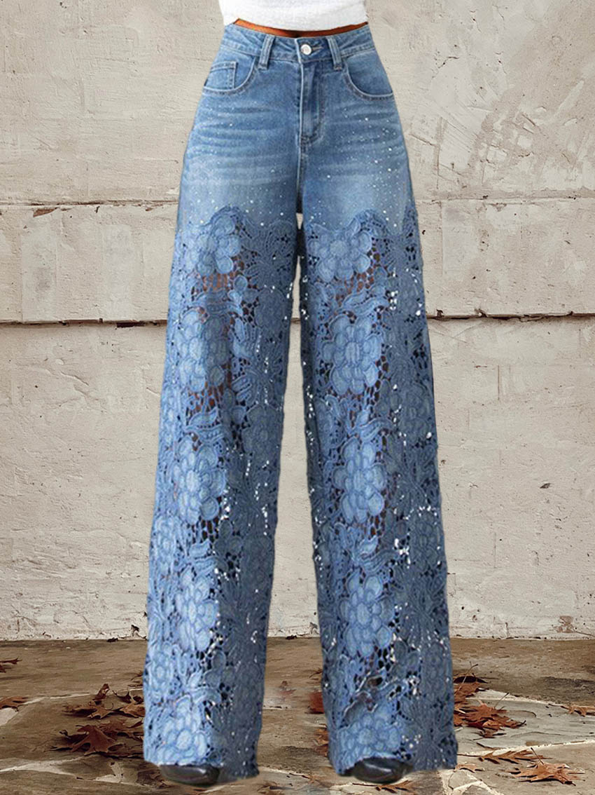 Lemoine™ | Jean en denim avec dentelle