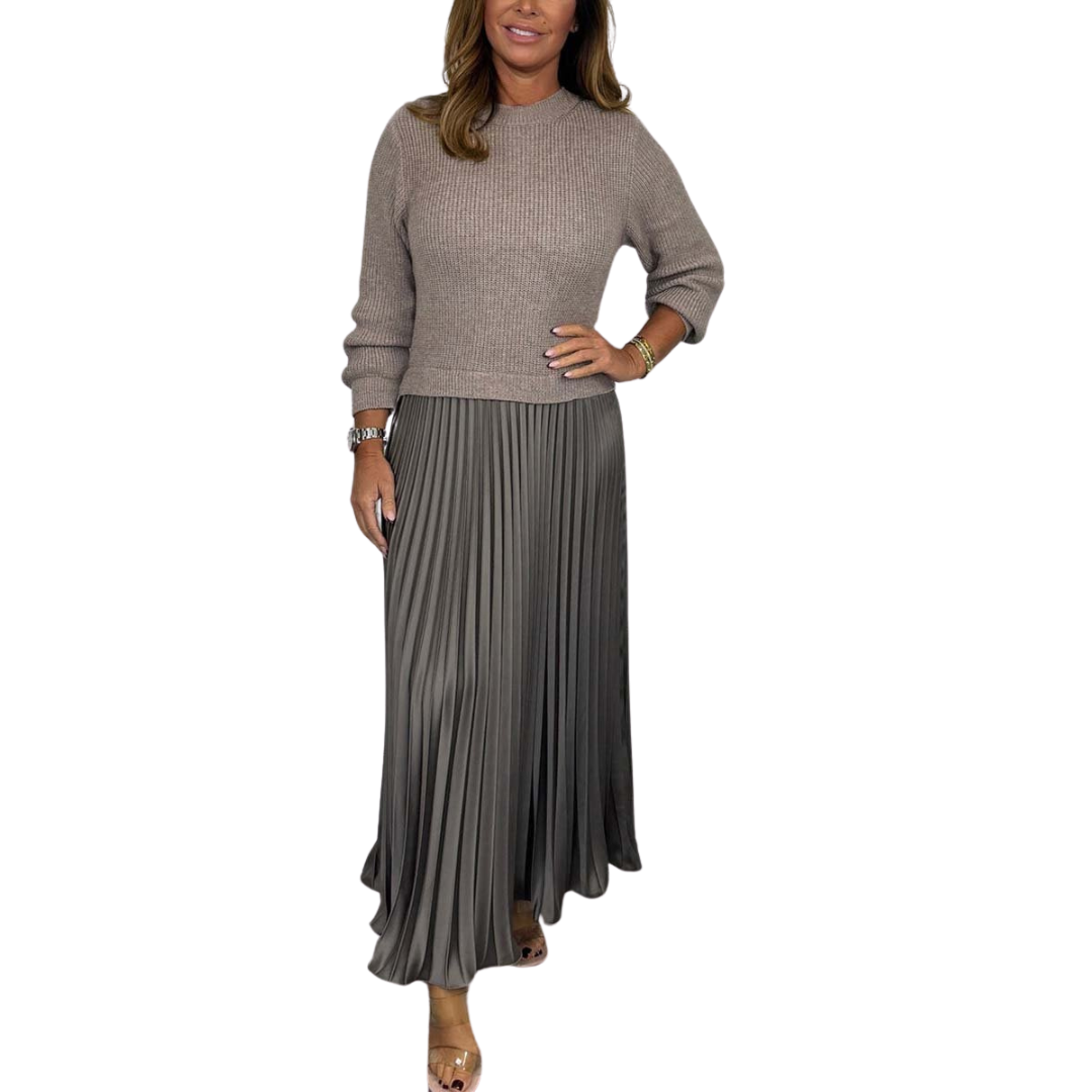 Noiret Paris™ | Pull Long Avec Jupe Plissée