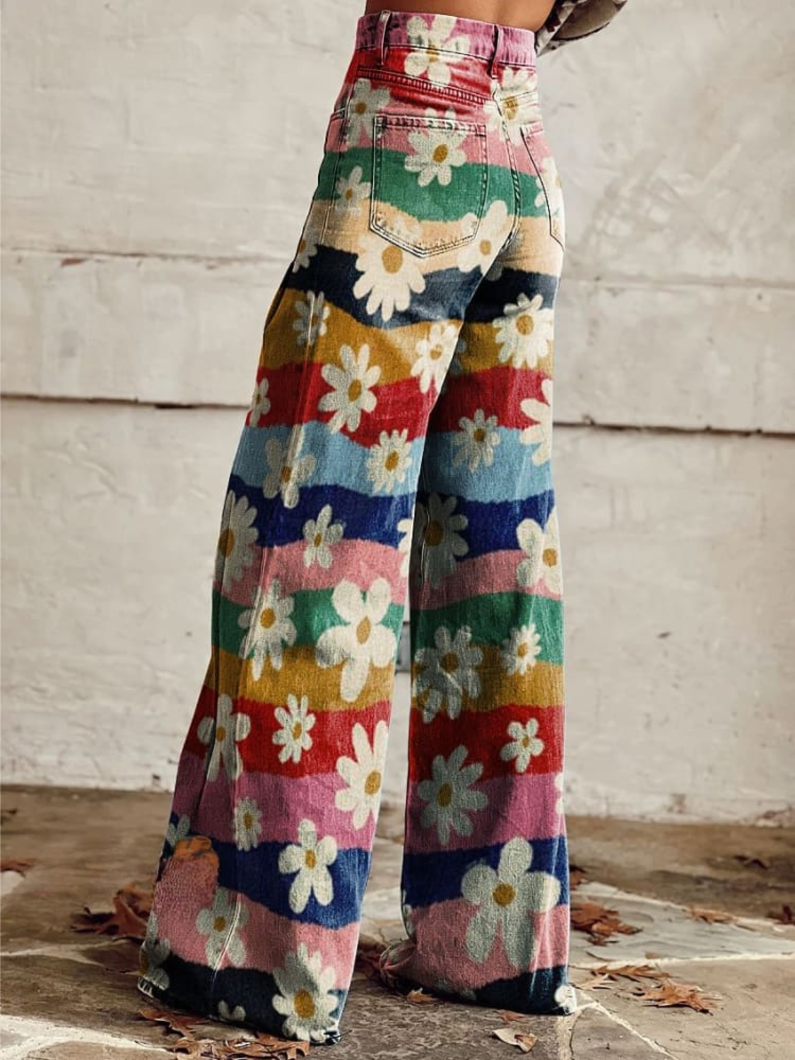 Léon - Pantalons Retro à Fleurs