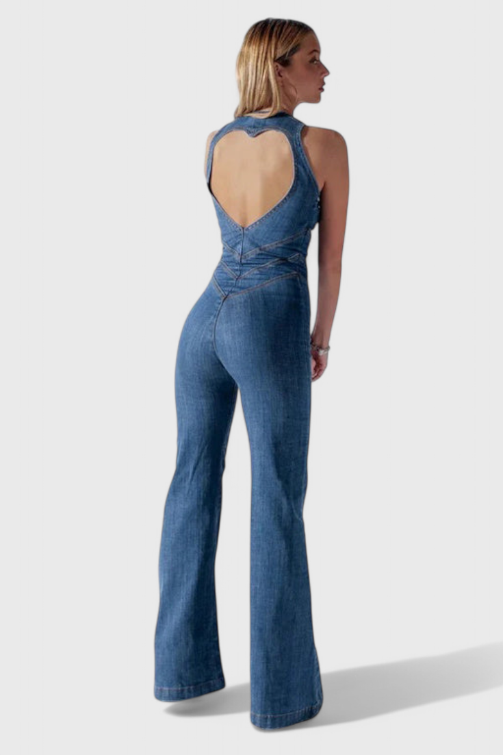 Lemoine™ | Combinaison en denim à décolleté en cœur