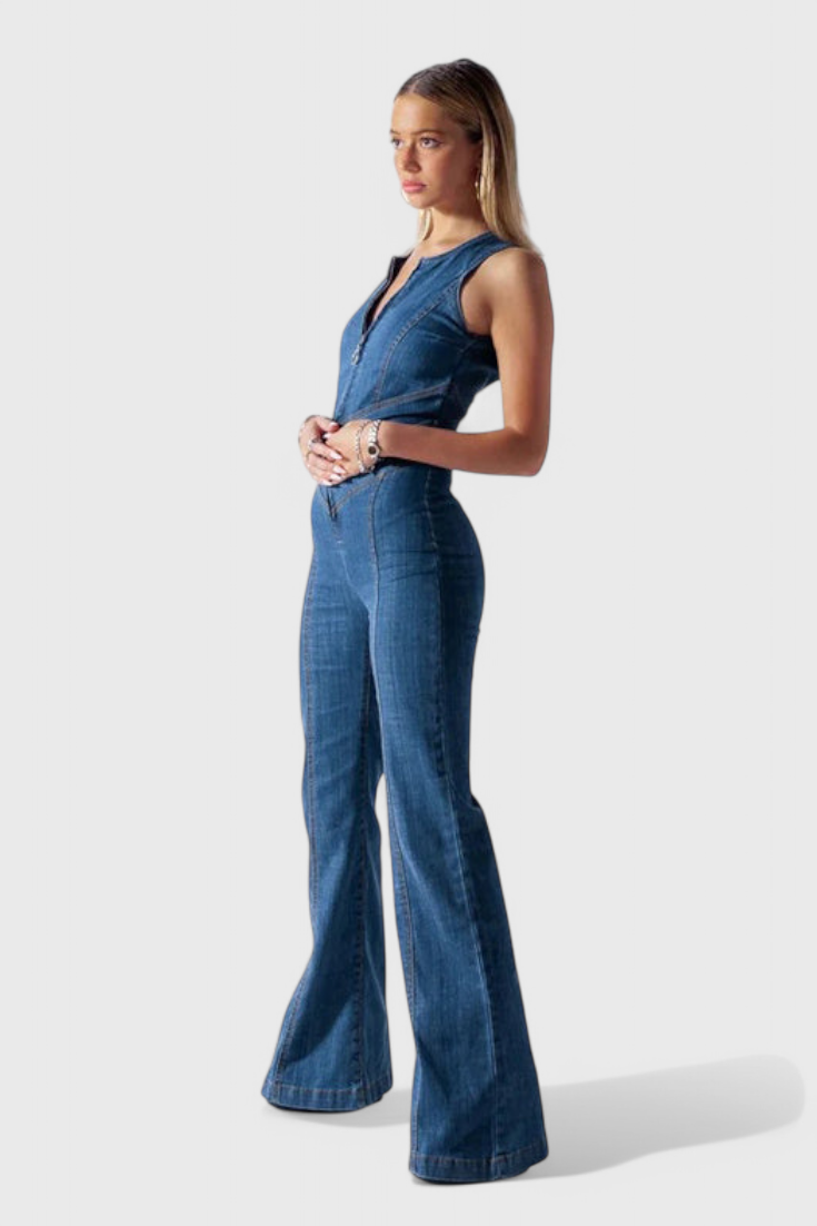 Lemoine™ | Combinaison en denim à décolleté en cœur