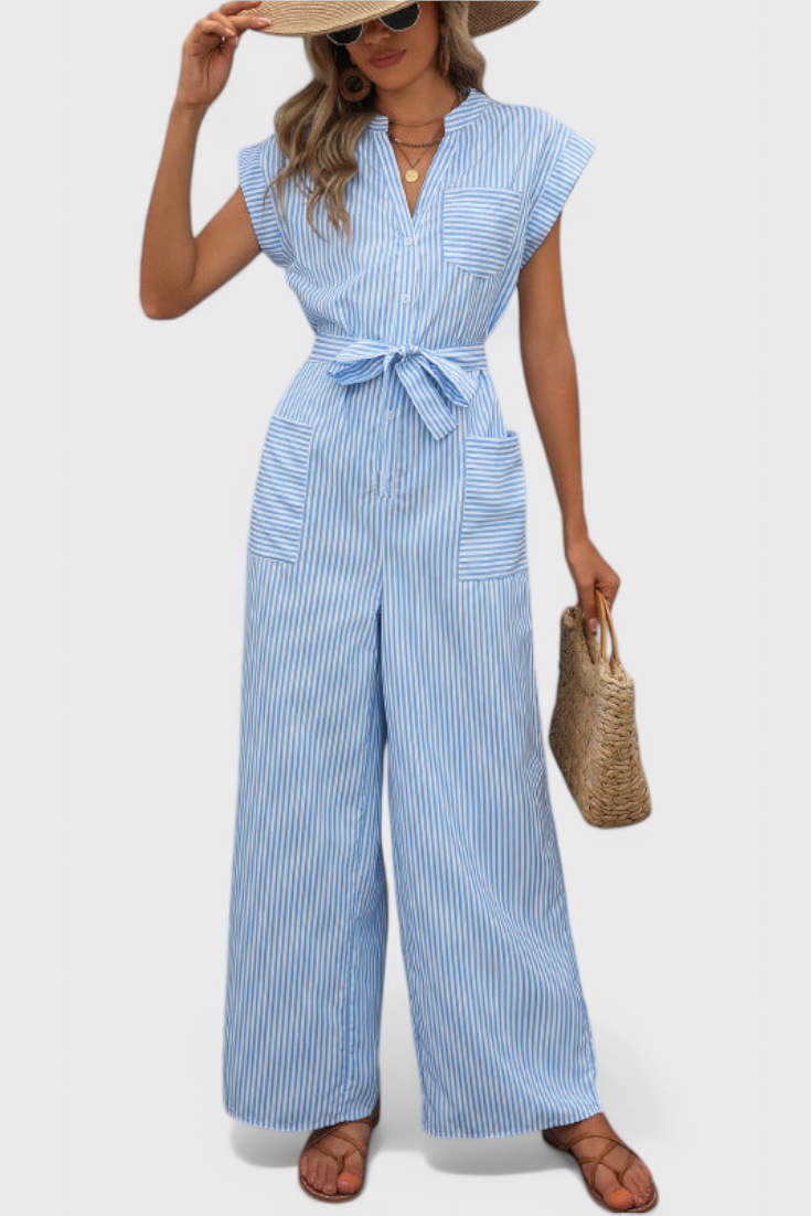 Lemoine™ | Inès Pantalon à Rayures avec Jambes Larges