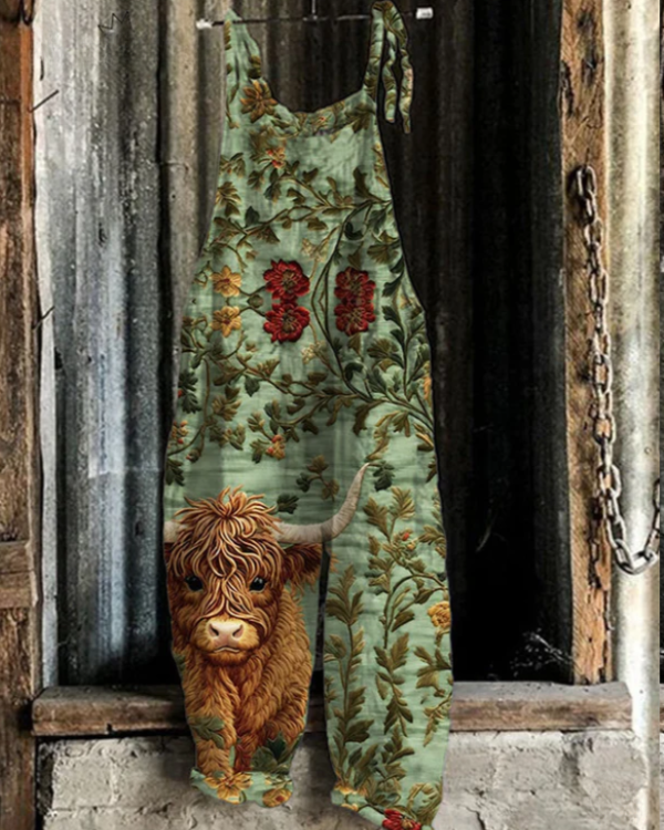 Salopette Vintage avec Broderie Florale - Style et Confort Sans Effort pour Femmes