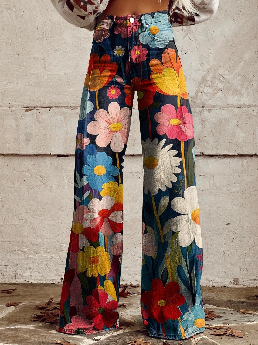 Léena - Pantalon à Fleurs Joyeux