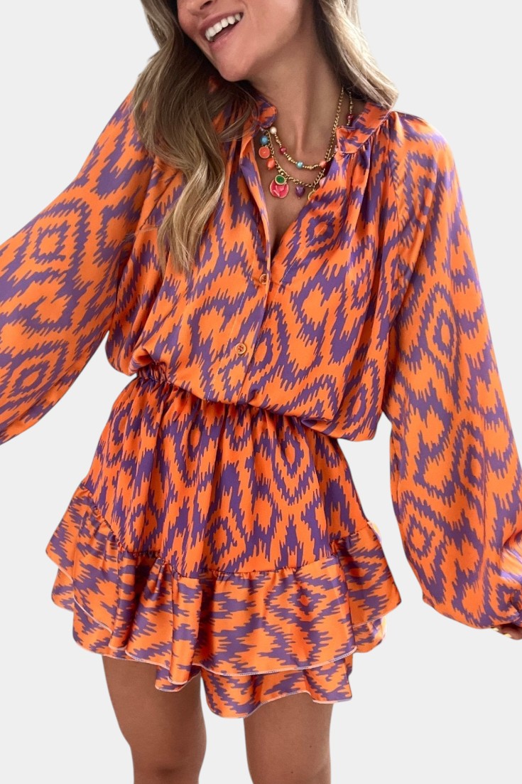 Lemoine™ | Mini à volants en imprimé Ikat
